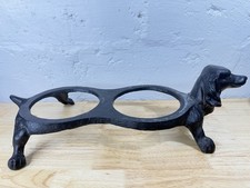 Cast Iron Dachshund Dog Food & Water Bowl Hol...