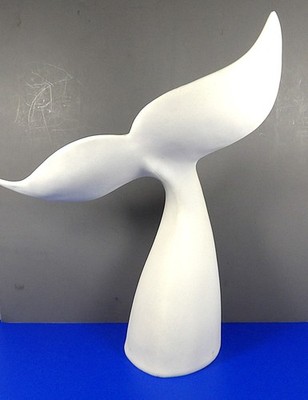 16'' WHITE DIVING WHALE TAIL SCULPTURE