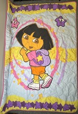 VTG Y2K 2005 Dora the Explorer Quilt Toddler Bed Comforter Rare Fitted Sheet