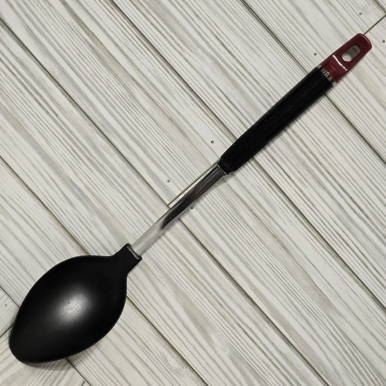 Ekco Vintage Black Nylon Plastic Basting Serving Spoon Turner Made In USA Vtg