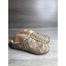 Minnetonka Womens Sheepskin Slippers Tan/Biege Knit Material Comfort Size 9M