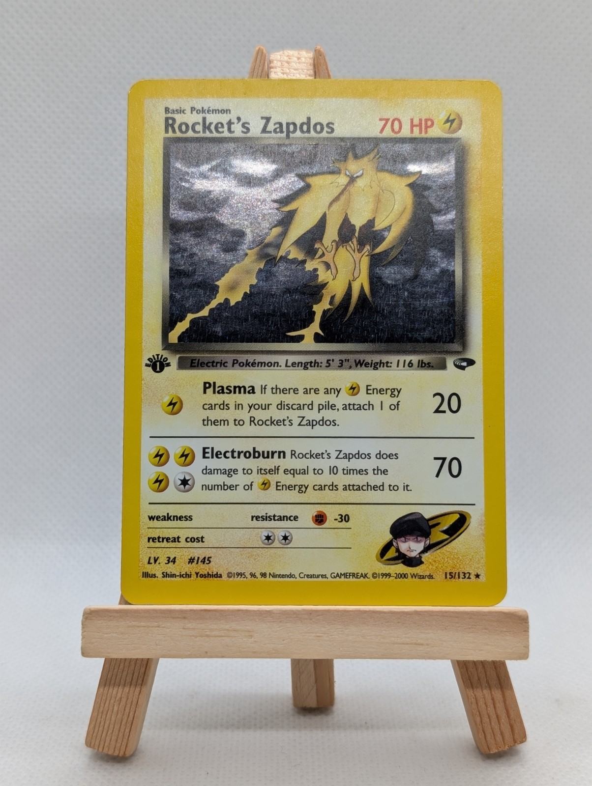 2000 Pokemon Gym Challenge 1st Edition #15/132 Rocket's Zapdos Holo LP