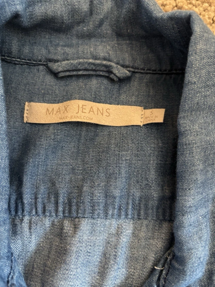 Women’s S Max Jeans Utility Denim Vest Zip Front Closure 4 Snap Pockets - Image 3 of 4