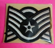 US Air Force Staff Sergeant E-5 Chevrons Blue White Star Small Used $4.00 PPD