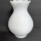 Vintage 7" White Milk Glass Hobnail Hurricane  Lamp Replacement Shade 3" Fitter