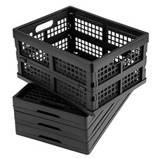 Eslite 16L Plastic Collapsible Storage Crates,Folding Crates Storage,Pack of ...