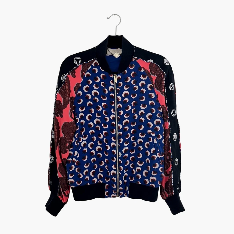 Stella McCartney 100% Silk Floral Paisley Print Bomber Jacket Size 40 S - Image 2 of 4