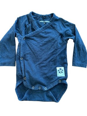 Mini Rodini EUC Black Panda Kimono Style Lyocell Bodyshirt-3 Mos (62cm)