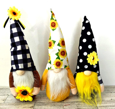 Sunflower Gnome Decor Tall Plush Ornaments Bright Colors for Spring/Summer