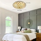 Vintage Style Flush Mount Wide Stained Glass Ceiling Lamp 4-Light Ceiling Light