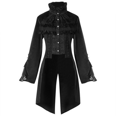 black lace dress coat Medieval Lace A-Line Dress Coat
