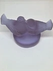 Vintage 1970s frosted lavender purple Murano glass lovebirds figurine