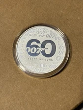 NICE 007 60 Years of JAMES BOND 2022 1oz SILVER Coin in Capsule Tuvalu .999 1 Oz