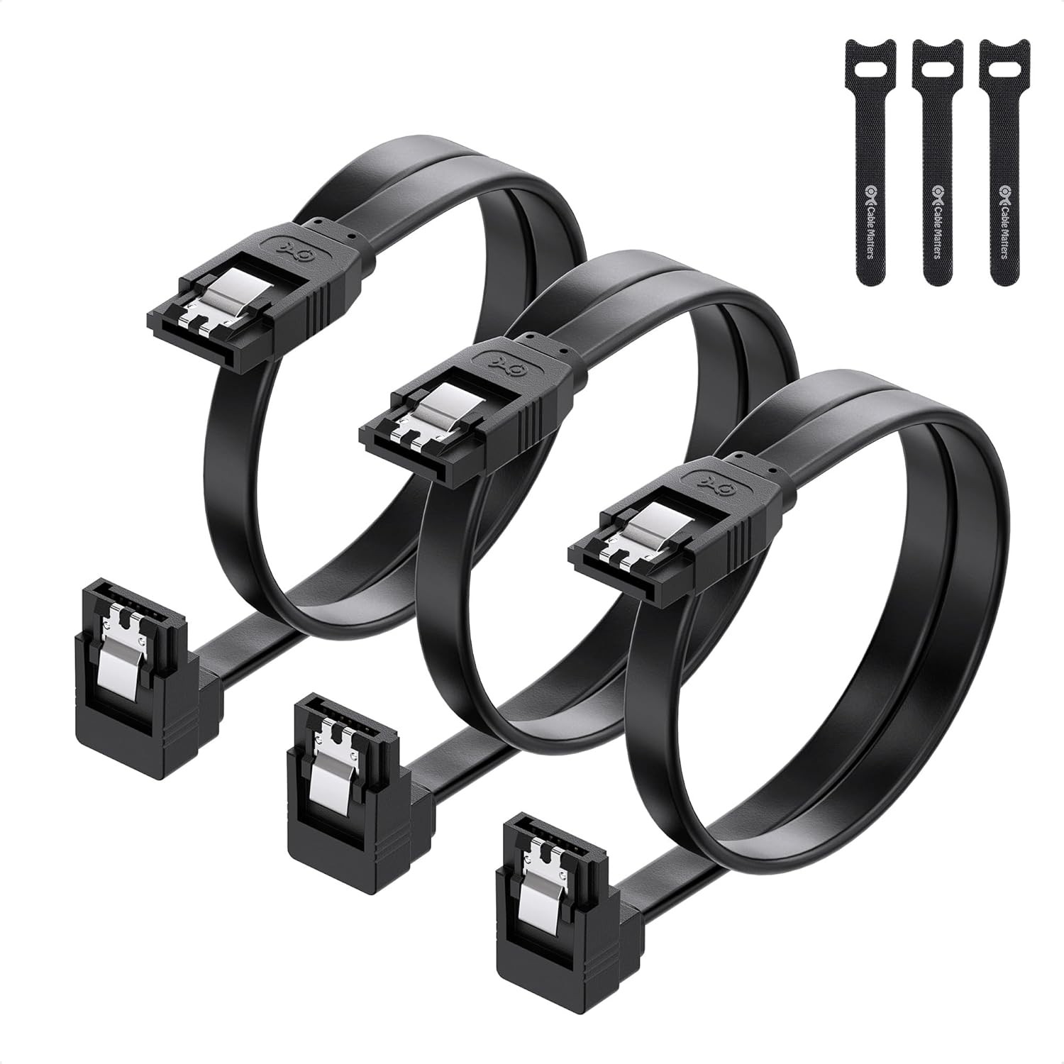 Cable Matters 3-Pack 18in SATA III 6Gbps Right Angle 90° Data Cables for SSD HDD
