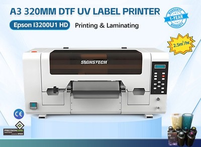320mm 12.6'' DTF UV Printer 3D Crystal Label Printing Epson I3200HD CMYK+W+V
