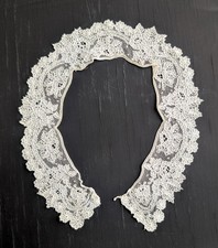 Antique Point De Gaze Lace Collar - Wearable 1800s Handmade Belgian Needle Lace