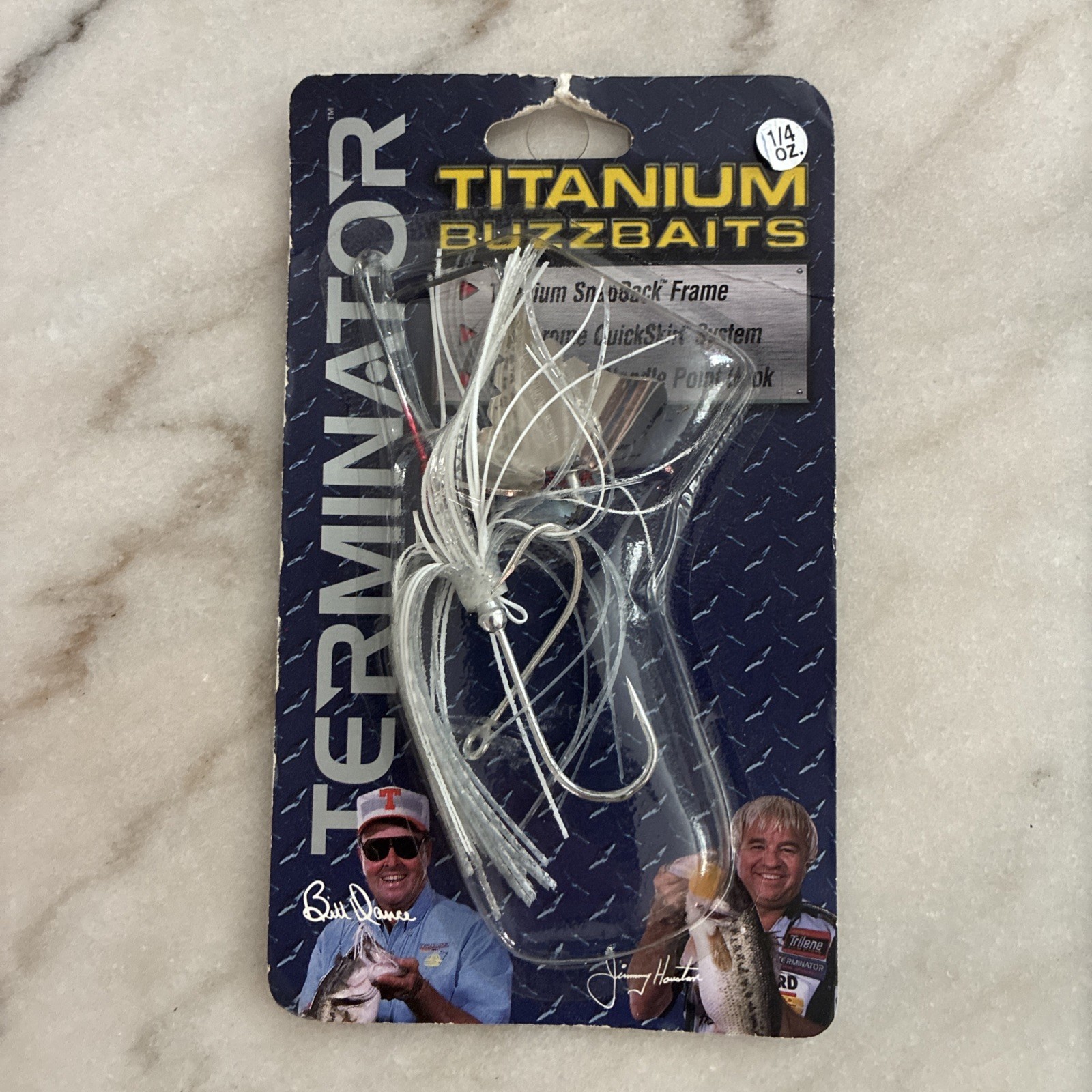 NOS Terminator Titanium Single Blade Original Buzzbait 1/4 Oz White/grey - Image 1