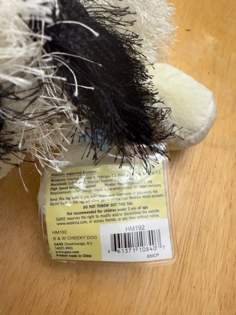 Webkinz Black & White Cheeky Dog HM192 Plush – Brand New with Sealed Tag Code - Image 2 of 2