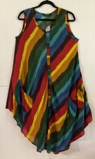 NWT Eternia Tie Dye Tunic Dress Colorful Free Size Rayon Hippie Boho Festival