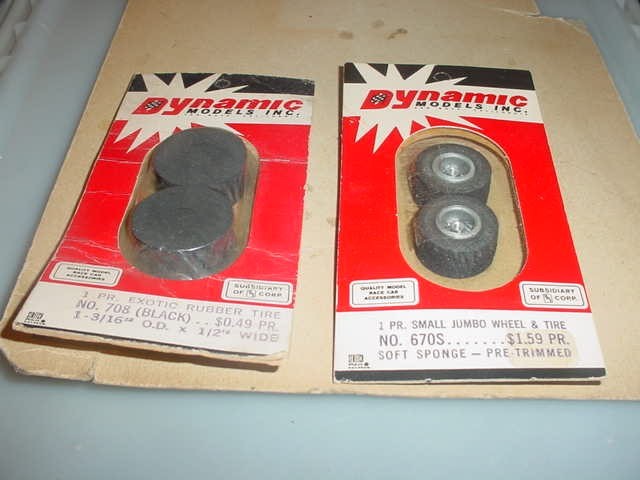 DYNAMIC MODELS---# 708-EXOTIC REAR TIRES & 670 S, SMALL JUMBO WHEELS/TIRES