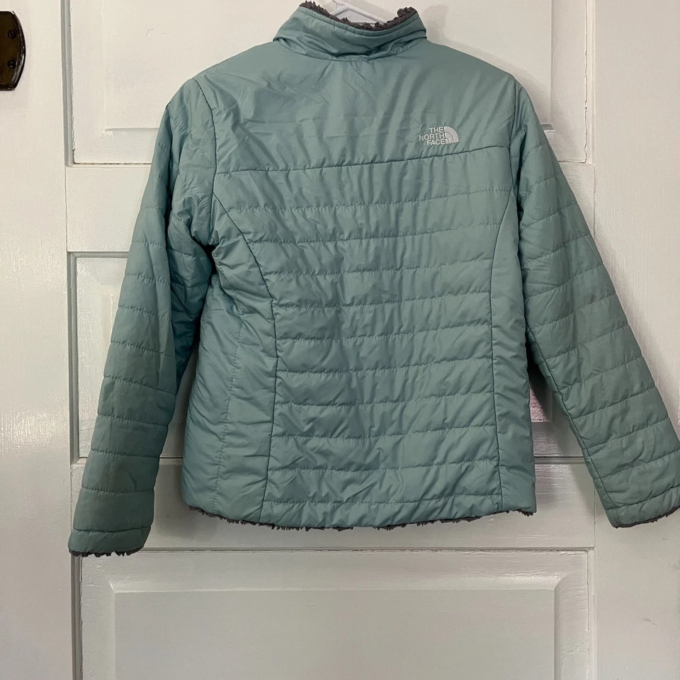 The North Face Jacket Girls Large Gray Tiel Mossbud Swirl Reversible Quilted - Image 3 of 4