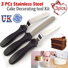 3Pcs Stainless Steel Spatula Set Cake Decorating Palette Icing Multiple Tools UK