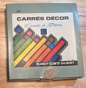 VTG 24 Carres Decor Conte A Paris Square Soft Pastel Stick UNUSED Blanzy Gilbert