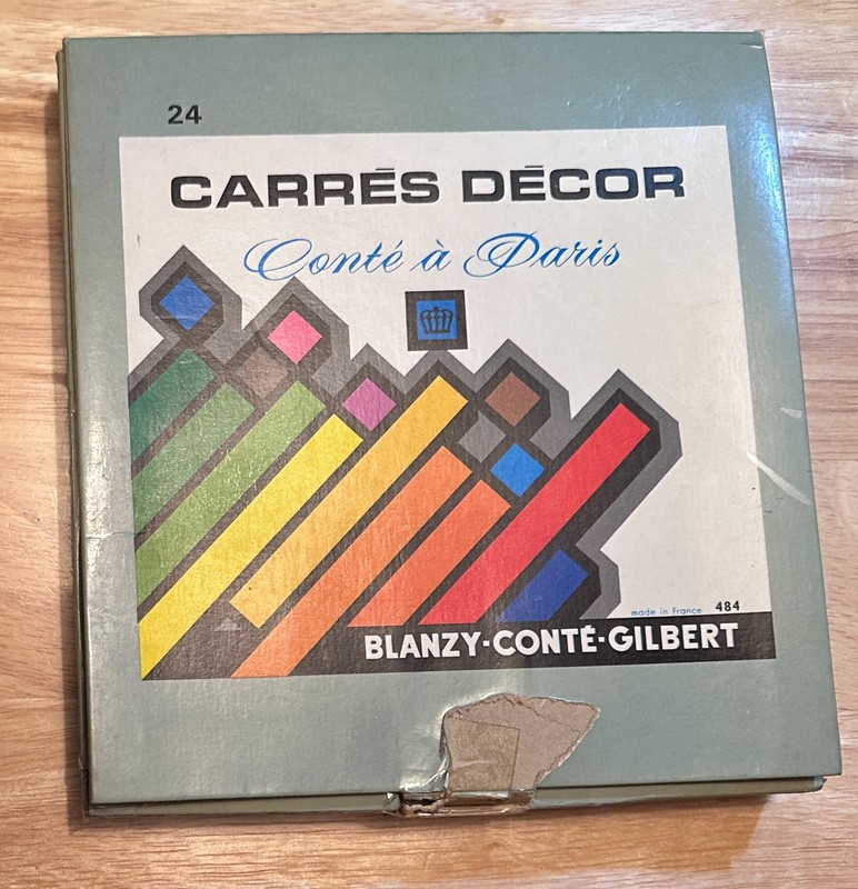 VTG 24 Carres Decor Conte A Paris Square Soft Pastel Stick UNUSED Blanzy Gilbert