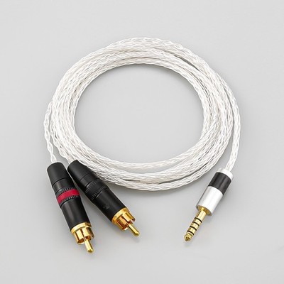 Hi-End 4.4mm Male to Dual RCA Male Splitter AUX Cable 7N OCC Silver Plated Wire