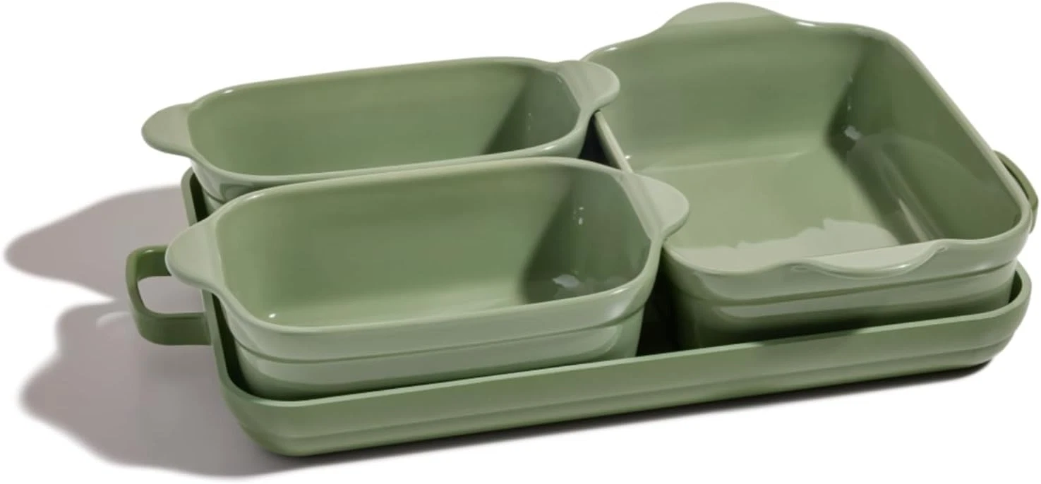 Bakeware Set 5-Piece Ceramic Bakeware Collection W/ Stovetop-to-Oven Griddle Pan