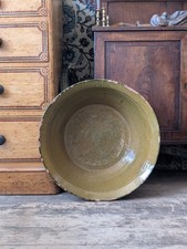 A Large 19th Century Spanish Glazed Terracotta Olive Bowl Antique