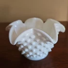 Vintage Milk Glass Ruffle Rim Candy Dish / Bowl ~ Preowned & Fantastic Condition