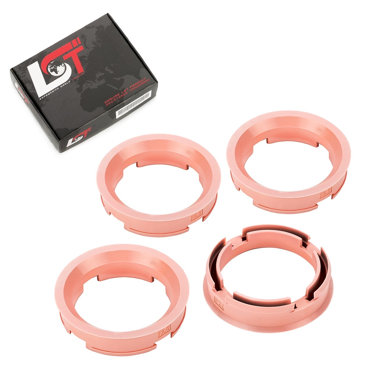 4x Distance Rings Centering for Alloy Wheels Ø 57,1 MM - Ø 72,6 Toyota