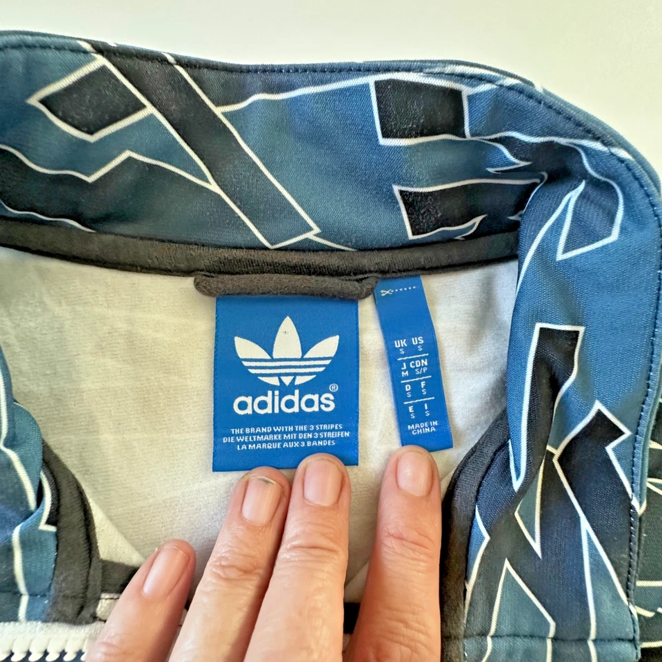 Adidas Originales Trifolio Track Chaqueta Hombre’s Sm Azul Carbón Blanco Logo Retro Foto 3 de 4