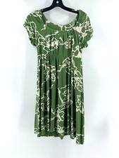 Free People Green Bettina Pleated Short Sleeve Elastic Waist Dress Size XS