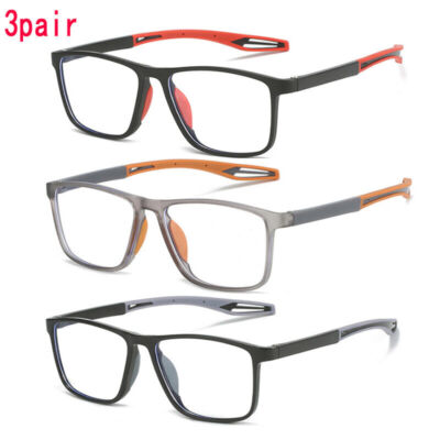 3PK Men TR90 Anti-blue Light Square Reading Glasses Sport Lightweight Glasses us