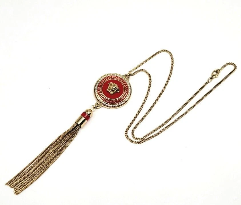 Versace Vanitas Collar Largo Borla Oro Medusa Medallón Cristales Swarovski Foto 4 de 4