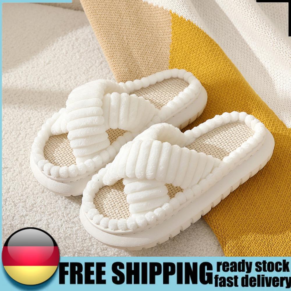 APL Scarpe Slip On Donna Peluche Fascia a Croce Articoli per la Casa (Bianco 40 41)