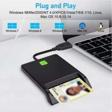 USB 2.0 Smart Card CAC Reader, DOD Military Common Access-Bank Writer for Mac OS