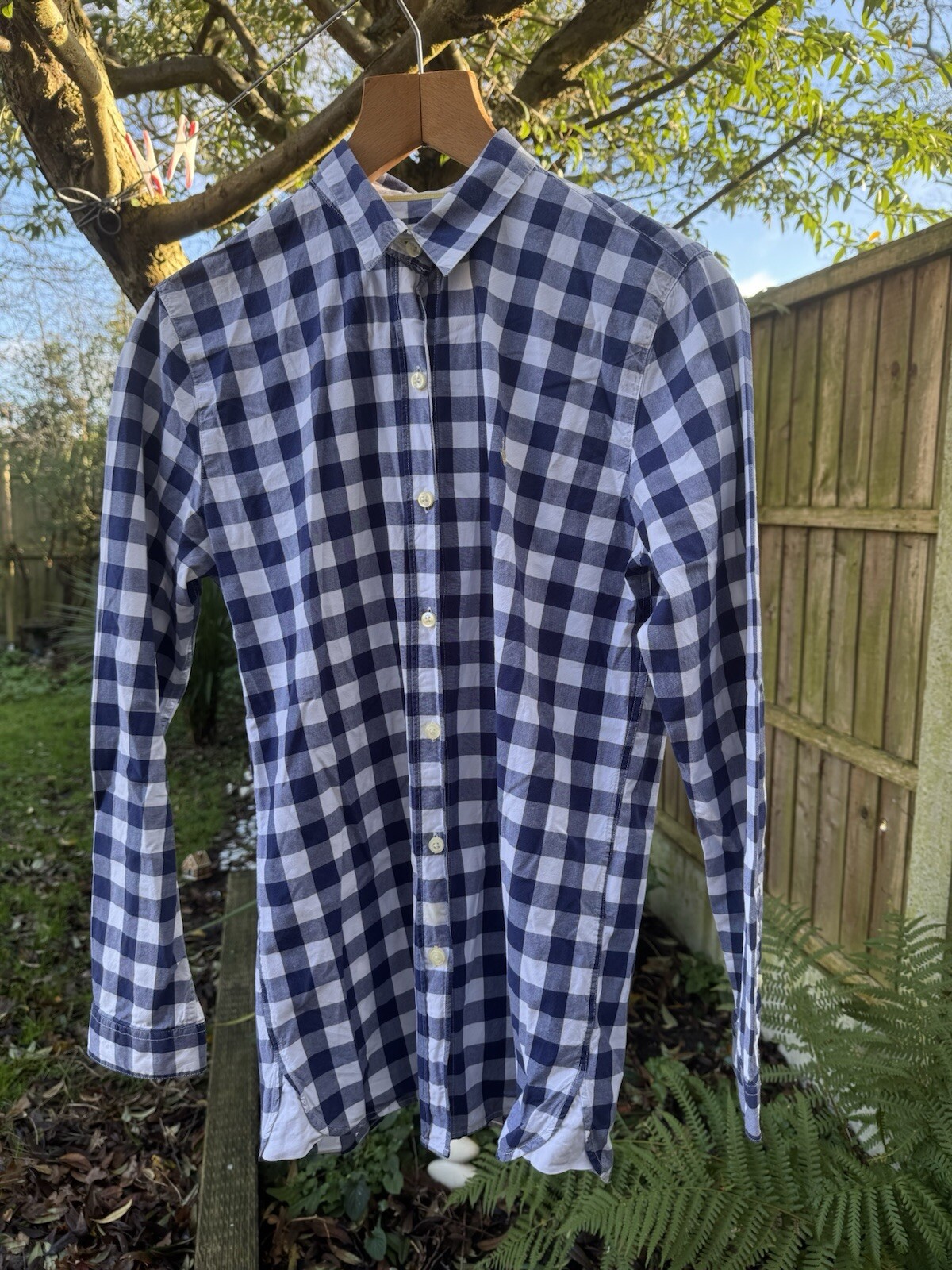 Woman’s Jack Wills UK 10 EU 38 Blue White Check Cotton Collared Shirt