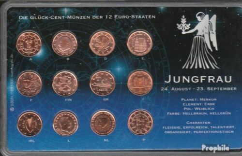 Europe GlücksCENT-Coins tous 12 Gründungsländer vierge Stempelgl brillant univer - Afbeelding 1 van 1