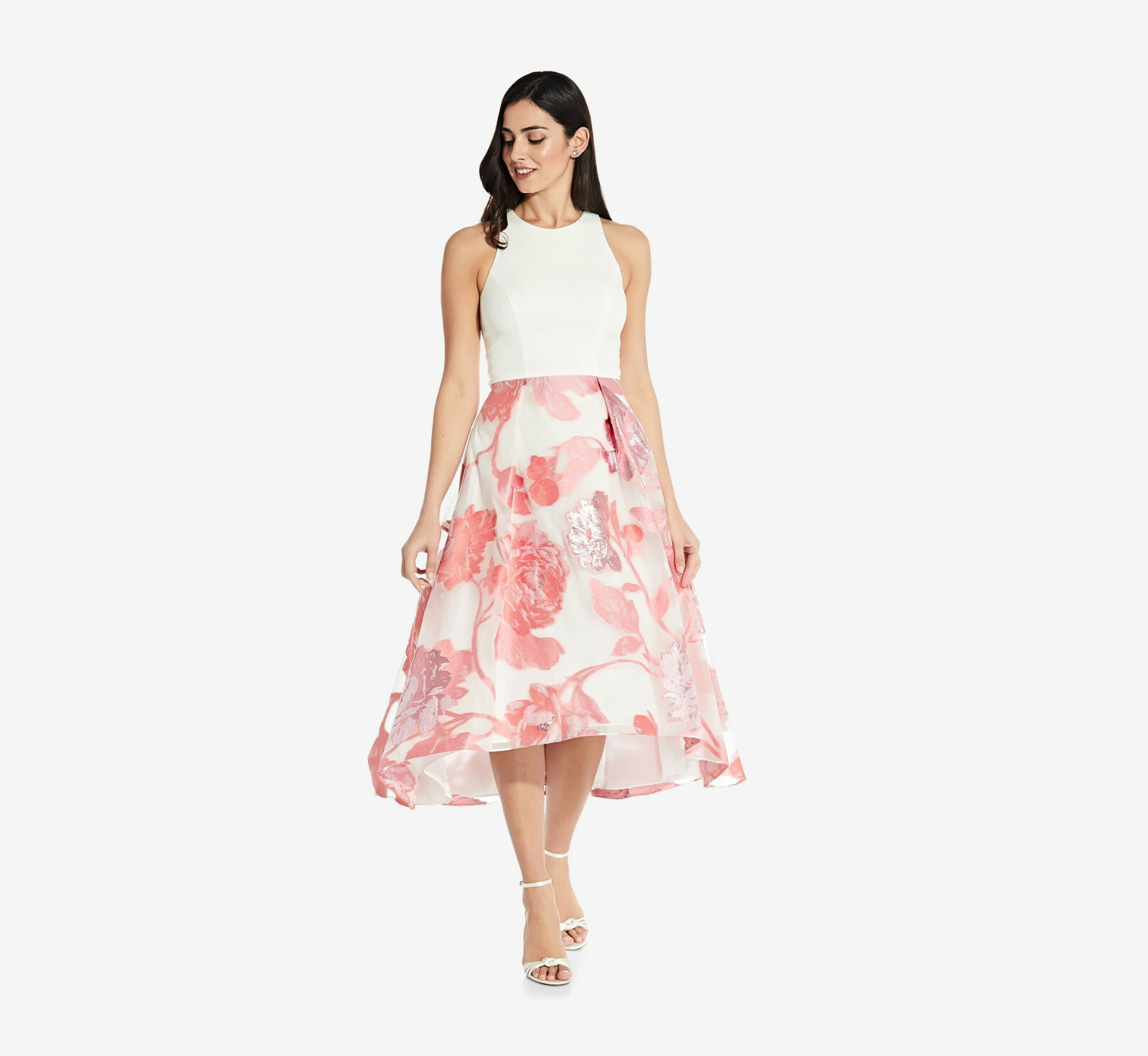 Adrianna papell Sleeveless Floral High Low Dress In Pink Multi    6