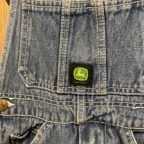 JOHN DEERE Blue Jean DENIM OVERALLS Farm Tractor Kid YOUTH Size 5 Boy/Girl Logo - Picture 2 of 10