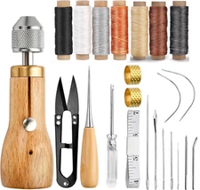 23pcs Speedy Stitcher Sewing Awl Kit Portable Leather Sewing Awl Kit with Thread