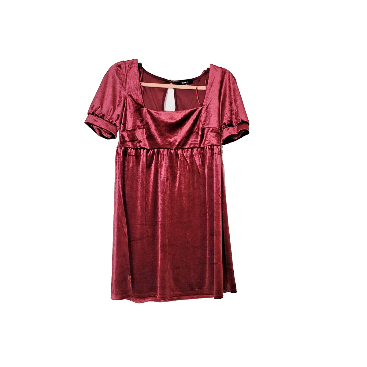 burgundy babydoll dress Trixxi Velvet Short Sleeves Size S Keyhole Back Back Zip or no bra Size:9/10 Womens dresses room_bedroom pricklyblonde on LTK