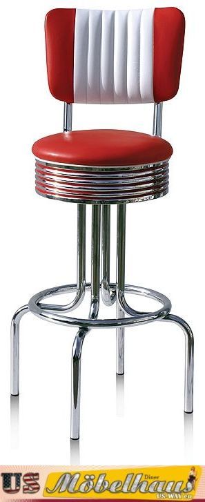 Bs-28-Cb Red Bel Air Bar Stool Diner Counter Fifties America Style