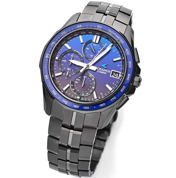 Pre-owned Casio Oceanus Ocw-s7000b-2ajf Manta Bluetooth Radio Solar Titanium Watch 42.8mm
