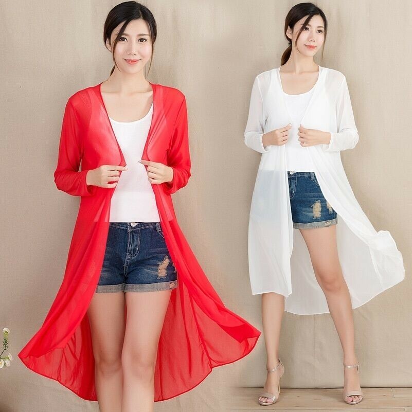 Lady Sheer Mesh Kimono Cardigan See 
