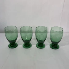 Libbey Cristar Glasses Green Footed Set 4
