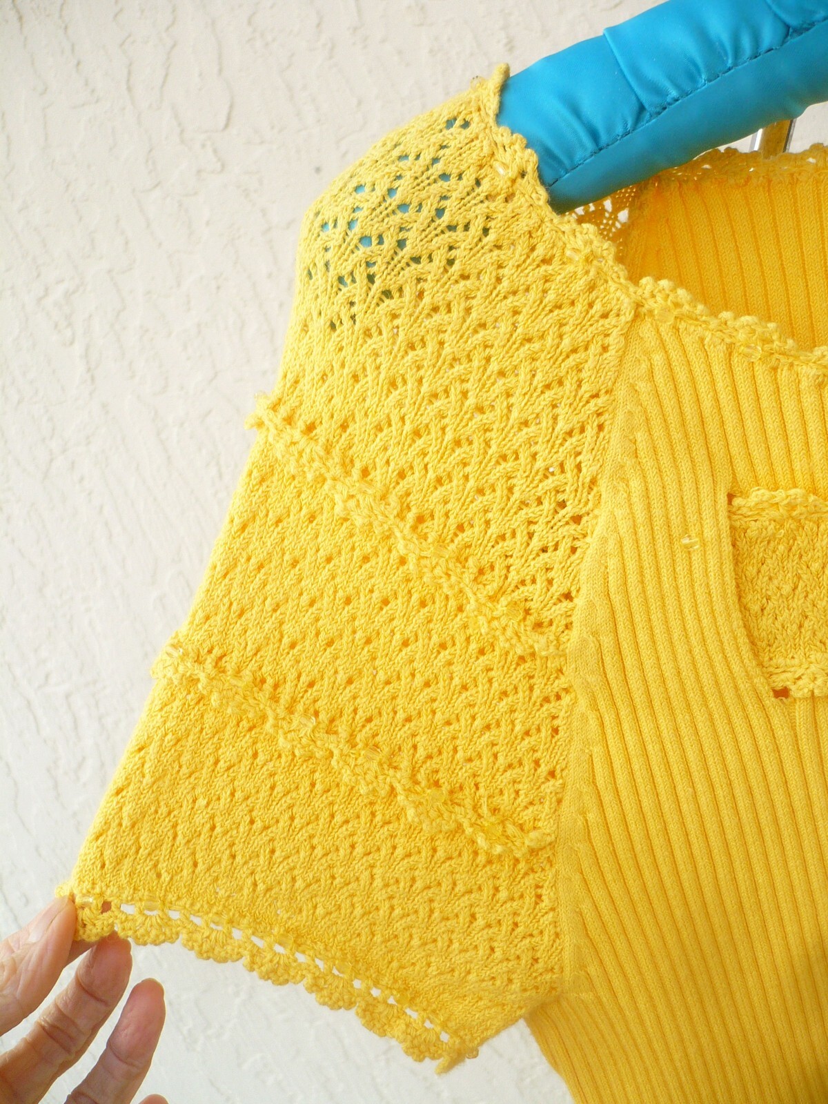 NYGARD SOLID YELLOW SPRING SWEATER RIBBED RIB CRO… - image 3